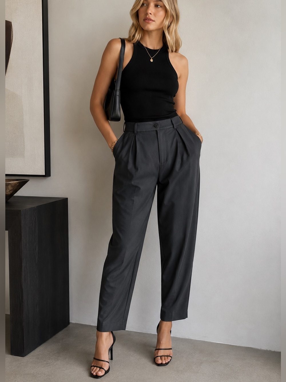Club Monaco Pants Women Size 2 High Rise Straight Pleated Career Gray BB